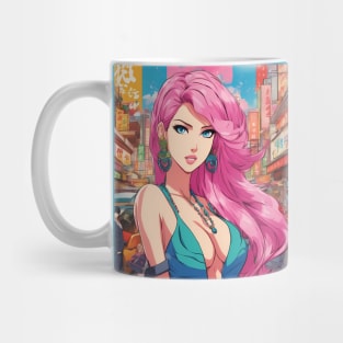 Anime Nation Colorful Pink Hair Beautiful  Style  Waifu Mug